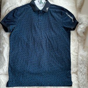 Blue and black printed J. Lindeberg tech polo, large